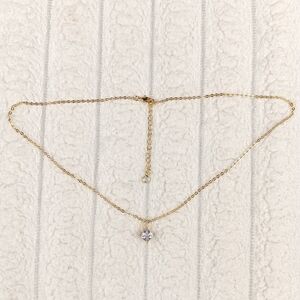 Dainty 14K Gold Plated Necklace With CZ Princess Cut Pendant